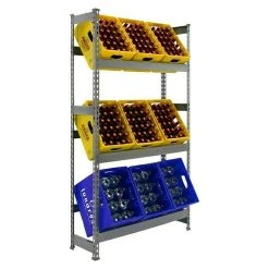 BAUHAUS Simonrack Simonbottle Metall-Getränkekistenregal Bottleclick L X B X H: 30 X 100 X 180 Cm, Traglast: 100 Kg/Boden, Anzahl Böden: 3, Grau