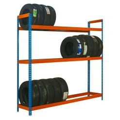 BAUHAUS Simonrack Simonauto Metall-Reifenregal Autoforte L X B X H: 45 X 120 X 200 Cm, Traglast: 120 Kg/Boden, Anzahl Böden: 3 Stk., Blau/Orange