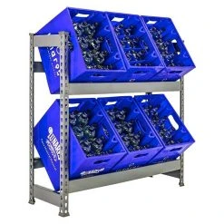 BAUHAUS Simonrack Simonbottle Metall-Getränkekistenregal Bottleclick L X B X H: 30 X 100 X 100 Cm, Traglast: 100 Kg/Boden, Anzahl Böden: 2, Grau