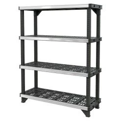 BAUHAUS Kunststoffregal Fused L X B X H: 45,7 X 121,9 X 155,1 Cm, Traglast: 180 Kg/Boden, Anzahl Böden: 4 Stk., Stecken, Schwarz